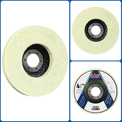 SALI 10 Pcs 4-1/2 Inch Wool Felt Polishing Wheel Disc Wool Polishing Wheel Disc for 4.5" Angle Grinder Felt Grinder Polishing Wheel for Metal, Marble Stone, Furniture, Car Net Cover