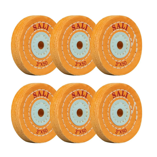 SALI 6 Pack Polishing Wheel for Bench Grinder Buffing Wheel 3 inch Cotton (50 Ply) for Buffer Polisher Coarse Polish Pad with 3/8 Inch Arbor Hole