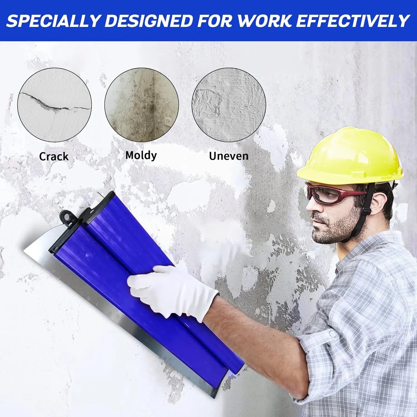 SALI Drywall Skimming Blade 32Inch/80cm Stainless Steel Drywall Smoothing Spatula for Large Working Area Wall Decoration Construction Tool Gyprock WallBoard Plasterboard