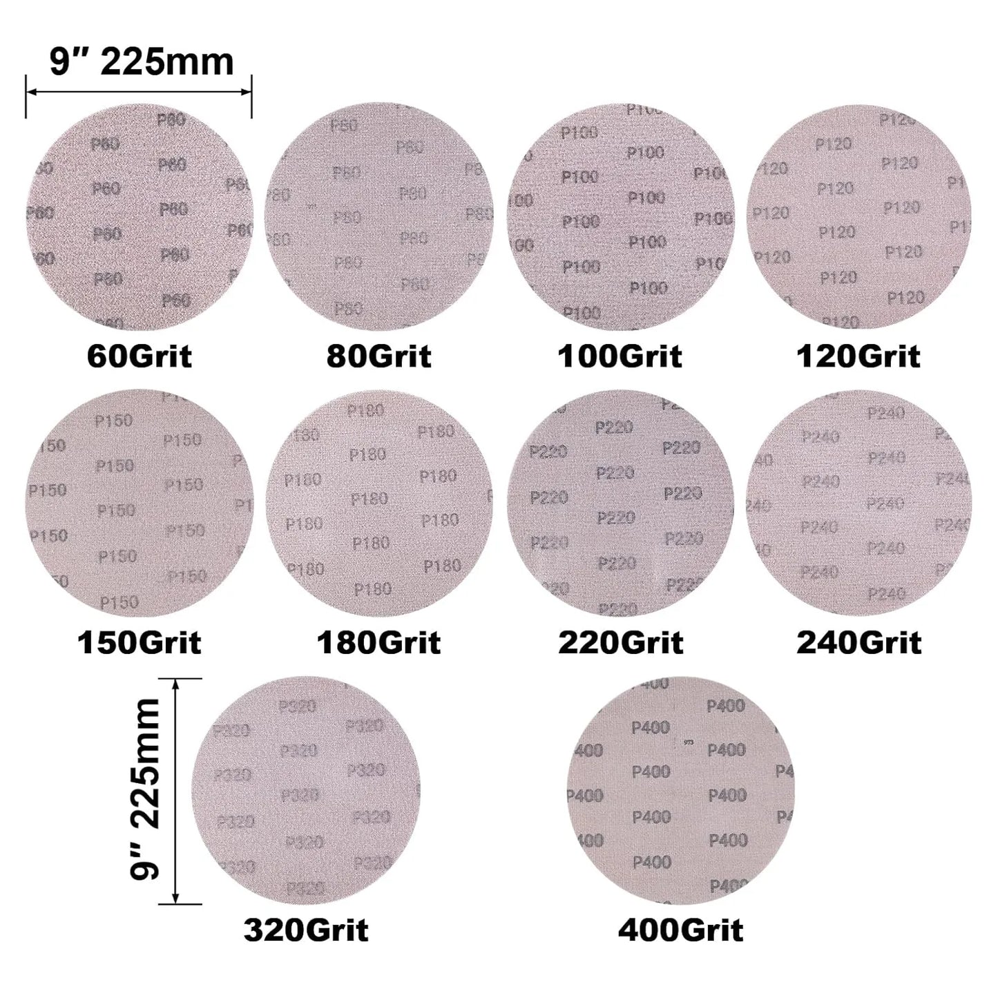 SALI 20 PCS Sandpaper Mesh Abrasive 9 inch Drywall Sander Sandpaper, Dust-Free Hook and Loop Drywall Sanding Disc for Car Wood Drywall Metal Polishing & Grinding P60-400