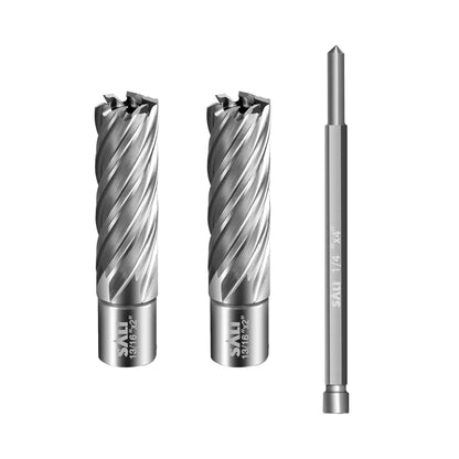 SALI 2 pcs Annular Cutter Diameter 13/16 Inch with Weldon Shank 3/4" (with 2 Flats) Cutting Depth 2" Mag Drill Bit for Magnetic Drill Press HSS Fully Ground Drill with One 1/4"*4" Pilot Pin