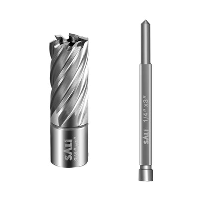 SALI Annular Cutter Diameter 3/4 Inch with Weldon Shank 3/4"(with 2 Flats) Cutting Depth 1" Mag Drill Bit for Magnetic Drill Press HSS Fully Ground Drill with One 1/4"*3" Pilot Pin