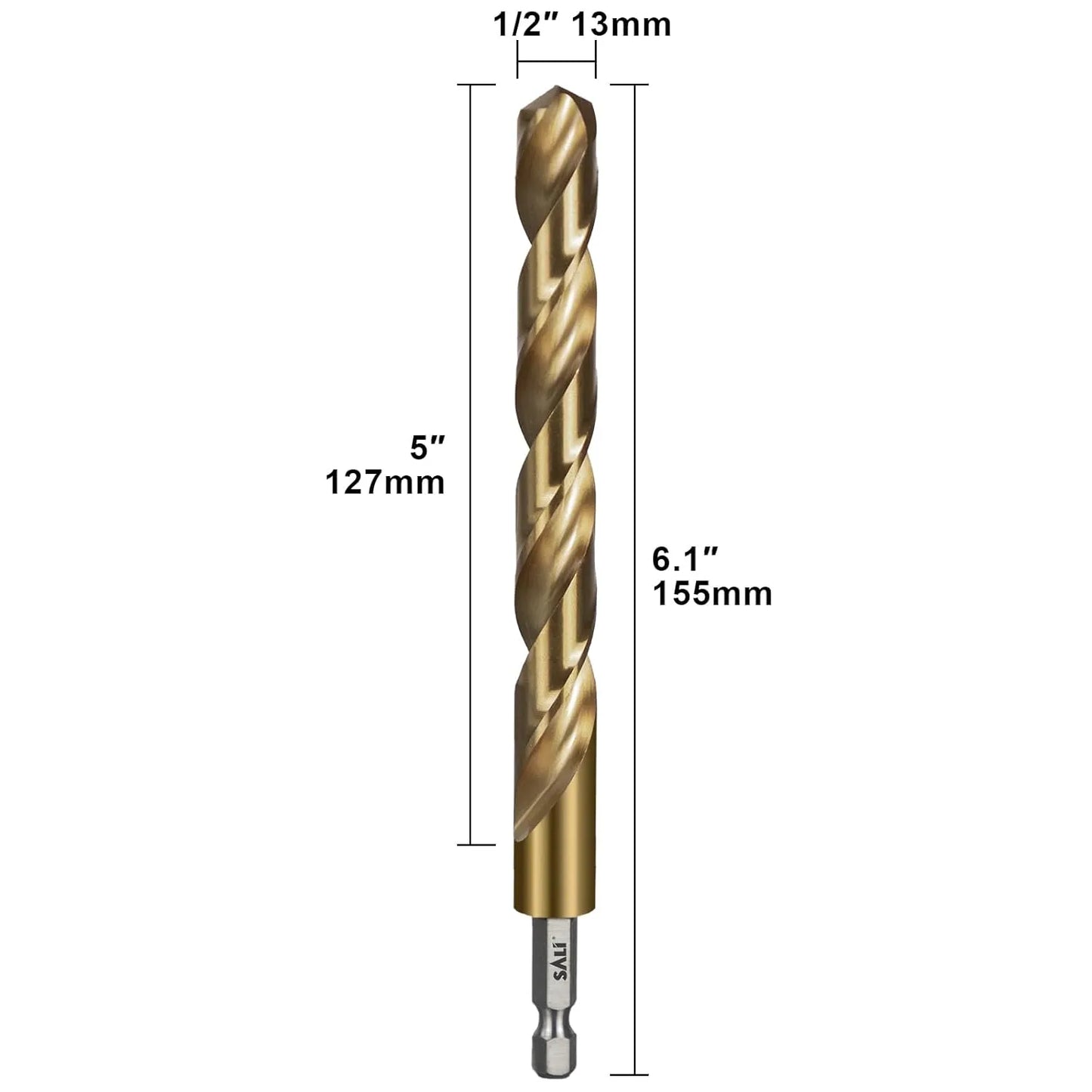 SALI Cobalt Drill Bit Set,2 Pack 1/2 Inch High Speed Steel Hex Shank Jobber Drill Bits, for Hardwood, Aluminum,Metal,Copper,Alloyed Steel