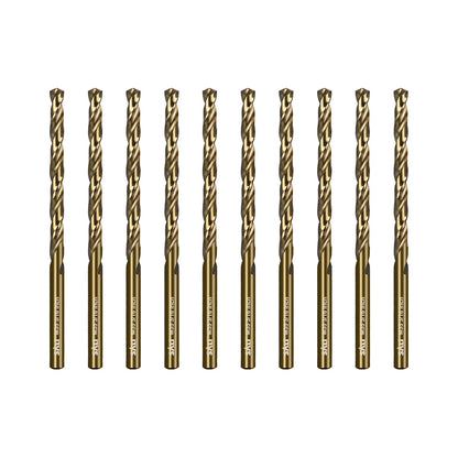 SALI Cobalt Drill Bit Set, 10Pcs 3/16" M35 High Speed Steel Jobber Length Drill Bit Kit for Hardened Metal, Stainless Steel, Cast Iron, Wood and Plastic, with Index Storage Case