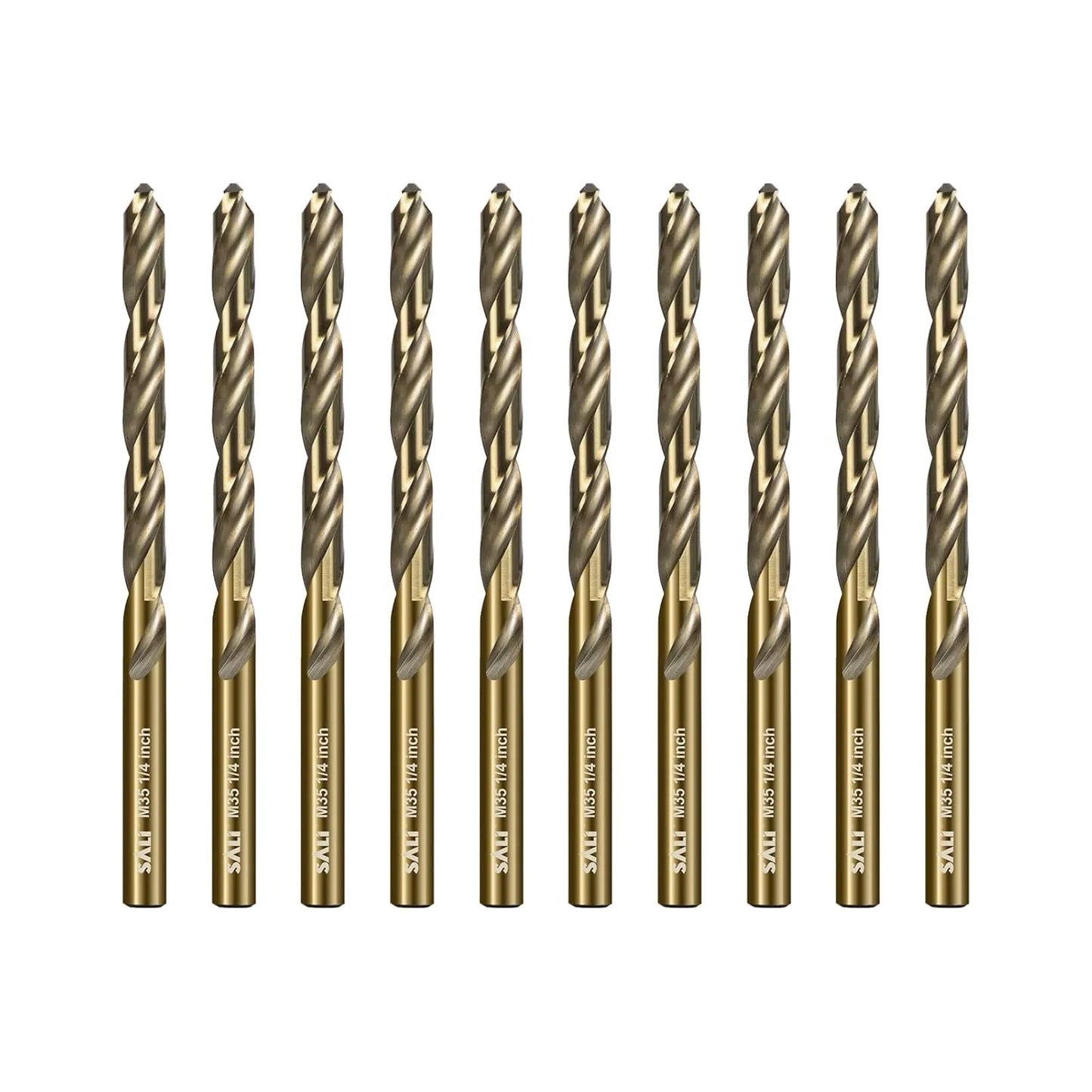 SALI Cobalt Drill Bit Set, 10Pcs 1/4" M35 High Speed Steel Jobber Length Drill Bit Kit for Hardened Metal, Stainless Steel, Cast Iron, Wood and Plastic, with Index Storage Case