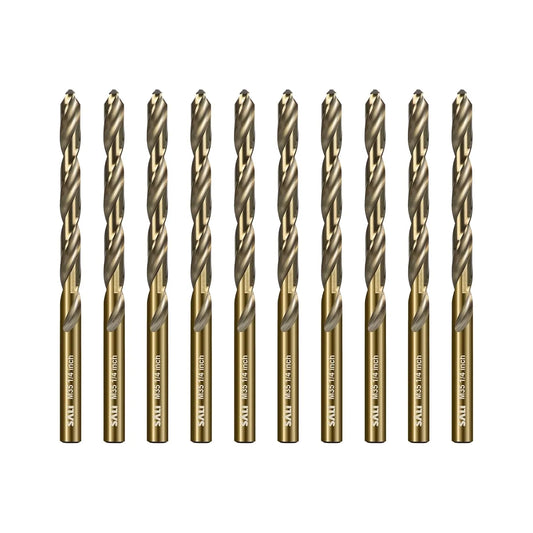 SALI Cobalt Drill Bit Set, 10Pcs 1/4" M35 High Speed Steel Jobber Length Drill Bit Kit for Hardened Metal, Stainless Steel, Cast Iron, Wood and Plastic, with Index Storage Case