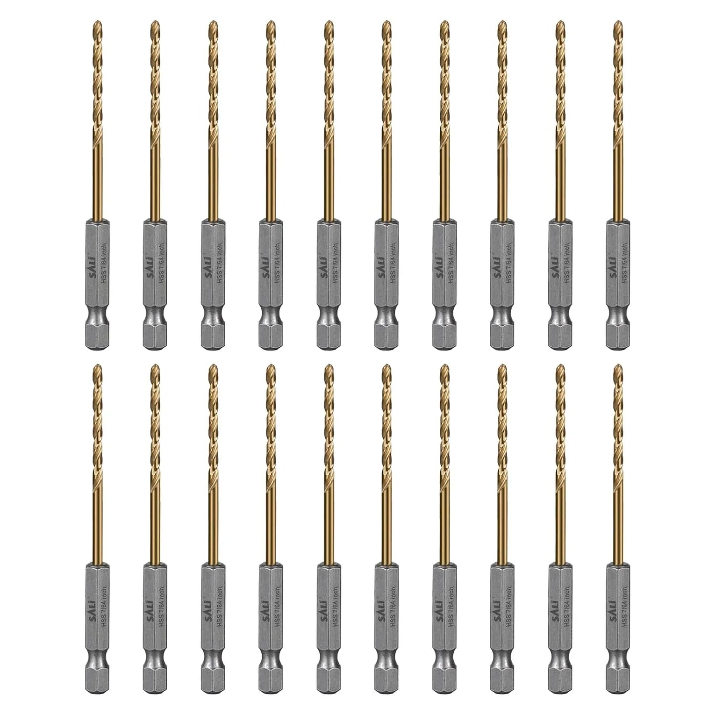 SALI Cobalt Drill Bit Set,20 Pack 7/64 Inch High Speed Steel Hex Shank Jobber Drill Bits, for Hardwood, Aluminum,Metal,Copper,Alloyed Steel