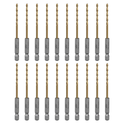 SALI Cobalt Drill Bit Set,20 Pack 7/64 Inch High Speed Steel Hex Shank Jobber Drill Bits, for Hardwood, Aluminum,Metal,Copper,Alloyed Steel