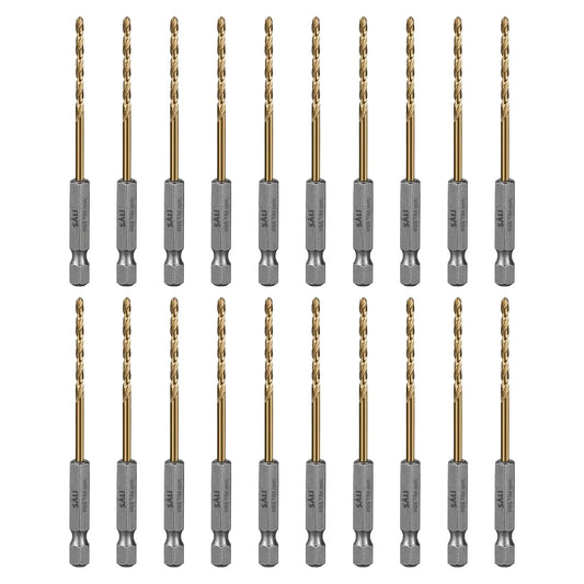 SALI Cobalt Drill Bit Set,20 Pack 7/64 Inch High Speed Steel Hex Shank Jobber Drill Bits, for Hardwood, Aluminum,Metal,Copper,Alloyed Steel