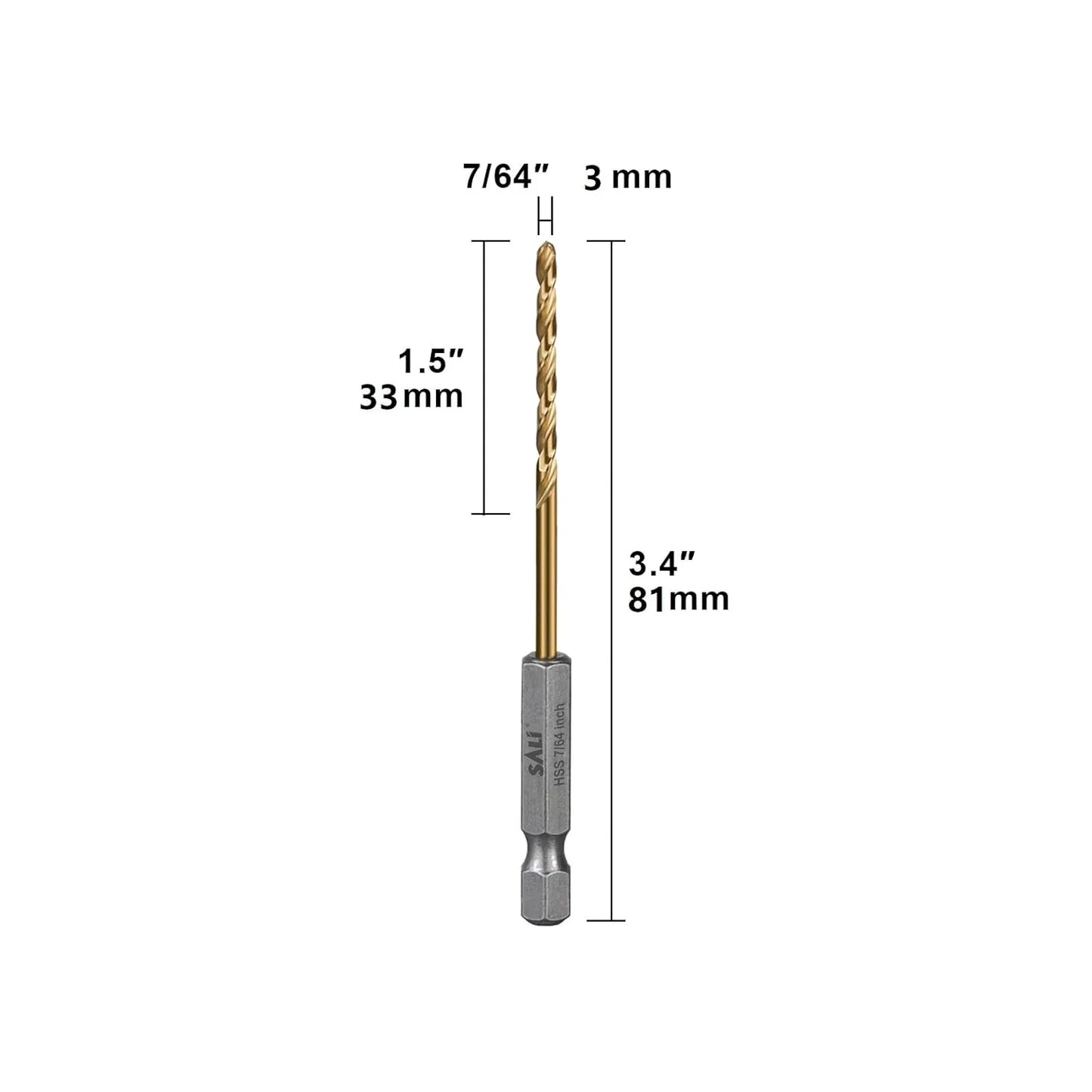 SALI Cobalt Drill Bit Set,20 Pack 7/64 Inch High Speed Steel Hex Shank Jobber Drill Bits, for Hardwood, Aluminum,Metal,Copper,Alloyed Steel