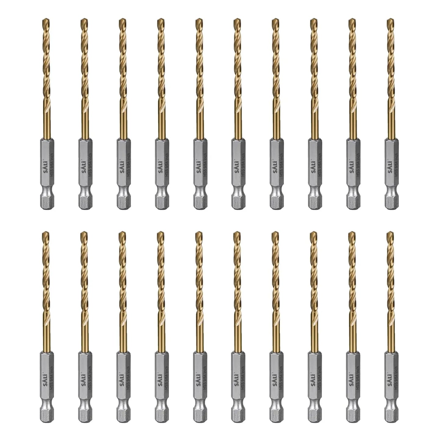 SALI Cobalt Drill Bit Set,20 Pack 9/64 Inch High Speed Steel Hex Shank Jobber Drill Bits, for Hardwood, Aluminum,Metal,Copper,Alloyed Steel