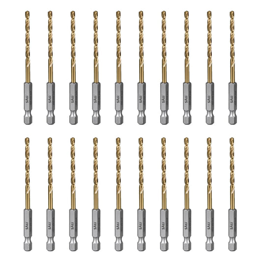 SALI Cobalt Drill Bit Set,20 Pack 9/64 Inch High Speed Steel Hex Shank Jobber Drill Bits, for Hardwood, Aluminum,Metal,Copper,Alloyed Steel