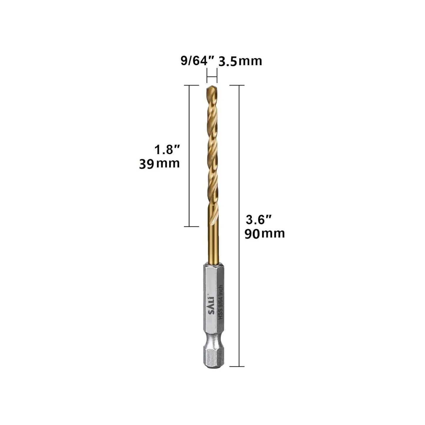 SALI Cobalt Drill Bit Set,20 Pack 9/64 Inch High Speed Steel Hex Shank Jobber Drill Bits, for Hardwood, Aluminum,Metal,Copper,Alloyed Steel