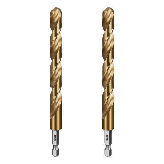 SALI Cobalt Drill Bit Set,2 Pack 7/16 Inch High Speed Steel Hex Shank Jobber Drill Bits, for Hardwood, Aluminum,Metal,Copper,Alloyed Steel