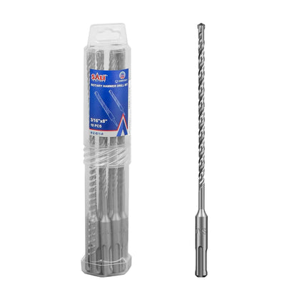 SALI SDS Plus Rotary Hammer Drill Bit 10 Pcs 3/16"*8" Concrete Drill Bit Kit Cross-Type Double Thread Carbide Material Suitable for Concrete, Brick, Cement Walls, Stone, Hammer Drill Bits for Concrete