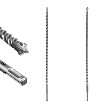 SALI SDS Plus Rotary Hammer Drill Bit 2 Pcs 1/2"*24" Concrete Drill Bit Kit Cross-Type Double Thread Carbide Material Suitable for Concrete, Brick, Cement Walls, Stone, Hammer Drill Bits for Concrete