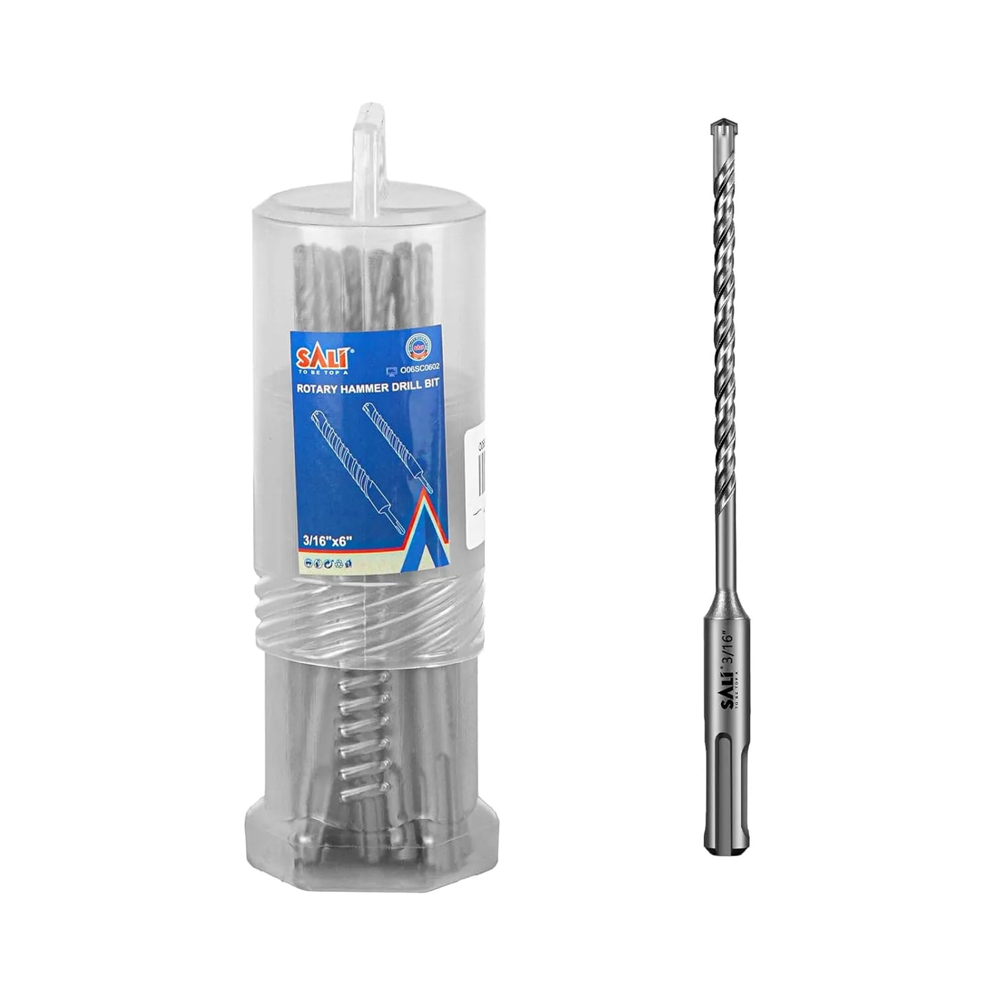 SALI SDS Plus Rotary Hammer Drill Bit 20Pcs 3/16"*6" Concrete Drill Bit Kit Cross-Type Double Thread Carbide Material Suitable for Concrete, Brick, Cement Walls, Stone, Hammer Drill Bits for Concrete
