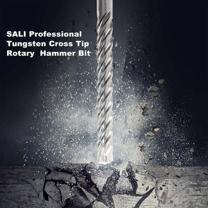 SALI 10PCS 3/16"*6" SDS Plus Rotary Hammer Drill Bit Concrete Drill Bit Kit Cross-Type Double Thread Carbide Material Suitable for Brick, Cement Walls, Stone, Hammer Drill Bits