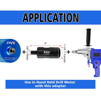 SALI Hardened Steel Core Drill Adapter Convertor 1-1/4"-7 Female to 5/8"-11 Male for Enhanced Drilling Efficiency, Ideal for Use with Diamond Core Bits