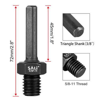 SALI 2PCS Core Drill Bit Adapter 5/8"-11 Thread Male to 3/8" Triangle Shank 5/8" -11 Male Drill Bit Adapter for Threaded Diamond Hole Saw Diamond Core Drill