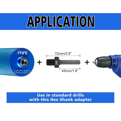 SALI 2PCS Core Drill Bit Adapter 5/8"-11 Thread Male to 3/8" Triangle Shank 5/8" -11 Male Drill Bit Adapter for Threaded Diamond Hole Saw Diamond Core Drill