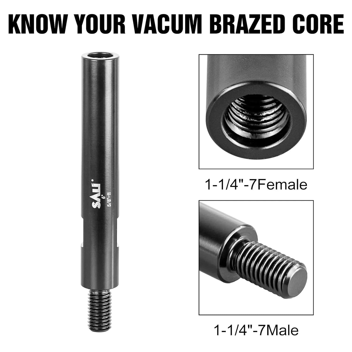 SALI 6" Extension Adapter for Core Drill Bits, Extension Rod with 5/8"-11 Thread Drill Bit Adapter for Threaded Diamond Hole Diamond Core Drill