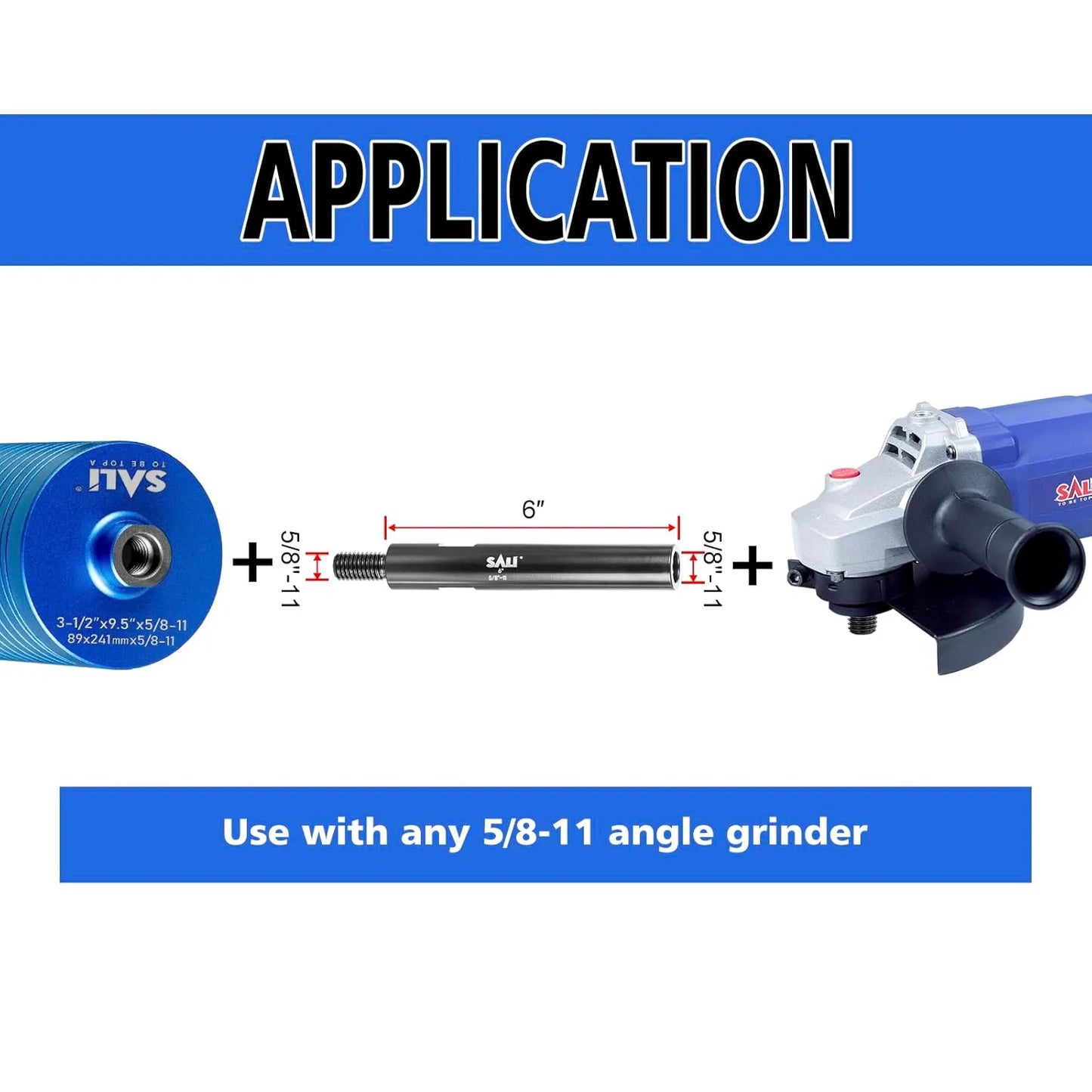 SALI 6" Extension Adapter for Core Drill Bits, Extension Rod with 5/8"-11 Thread Drill Bit Adapter for Threaded Diamond Hole Diamond Core Drill