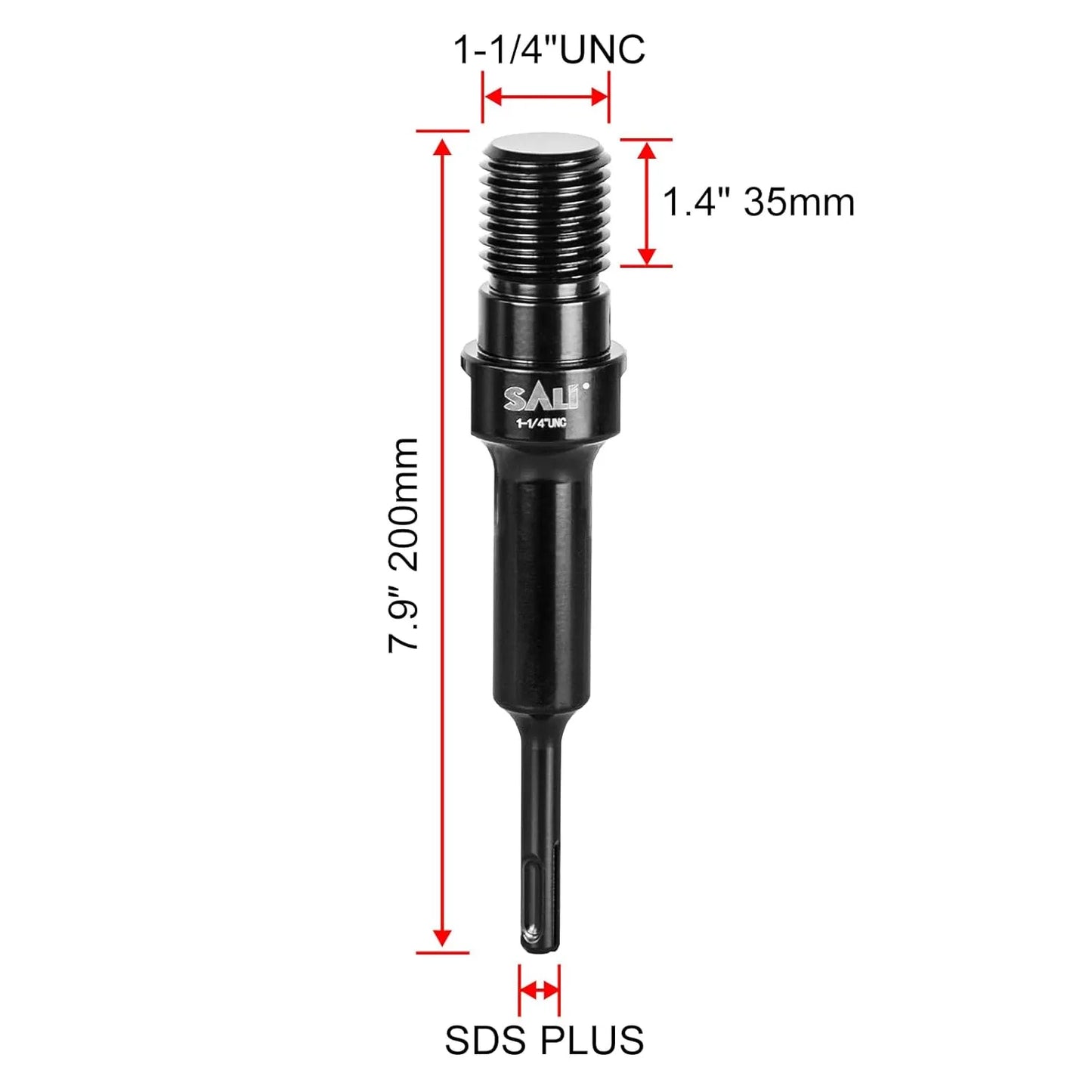 SALI Core Drill Bit Adapter 1-1/4" UNC to SDS Plus Drill Bit Adapter for Saw Threaded Diamond Hole Diamond Core Drill