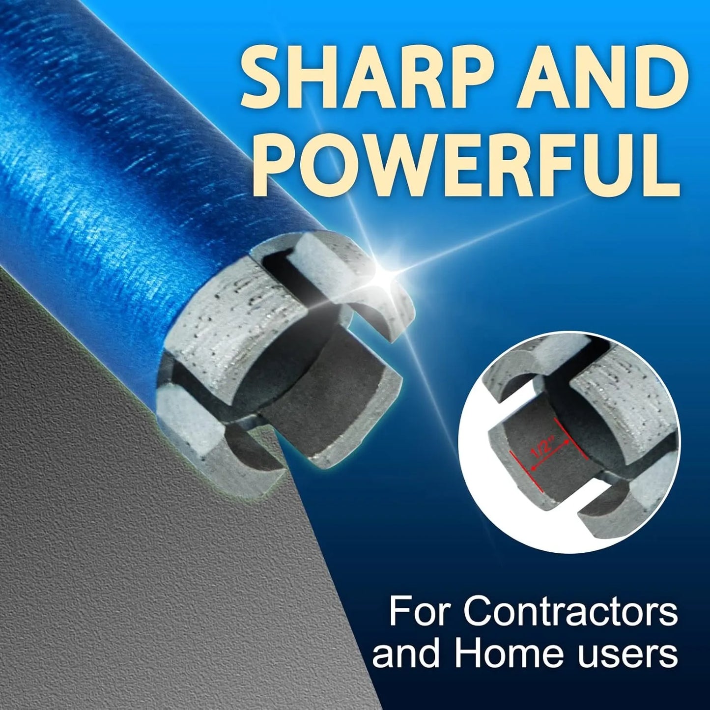 SALI Wet Diamond Core Drill Bits 2"/52mm Diameter, 15"/380mm Drilling Depth Concrete Core Drill Bit, 1-1/4-7" Thread Core Bit Turbo Laser-Welded Segments with Rebar, Brick, Block, Masonry, Stone