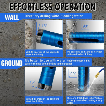 SALI Diamond Core Drill Bits  Diameter 10"/254mm Drilling Depth 5/8-11" Thread Core Bit Turbo Laser-Welded Segments for Cured Concrete with, Brick, Block, Masonry, with Two Adapters