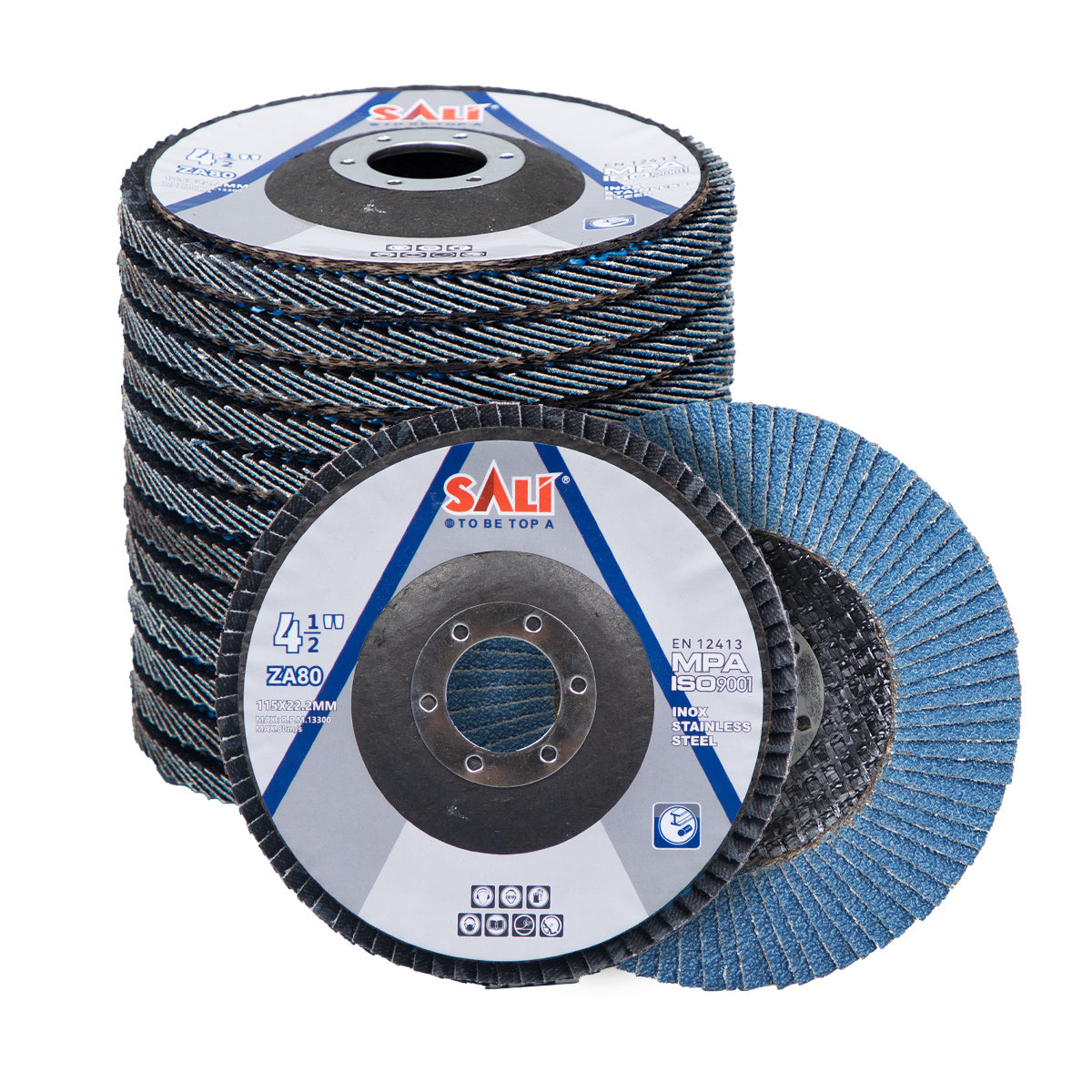 SALI 4.5 Inch Zirconia Flap Disc, Type 29 Angle Grinder Sanding Disc with 7/8" Arbor Hole, Abrasive Grinding Wheel for Metal, Steel and Stainless Steel Grinding, Multiple Grits Available