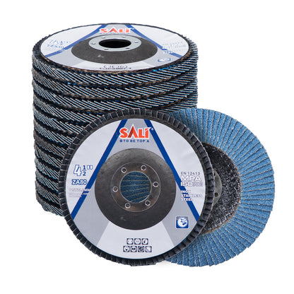SALI 4.5 Inch Zirconia Flap Disc, Type 29 Angle Grinder Sanding Disc with 7/8" Arbor Hole, Abrasive Grinding Wheel for Metal, Steel and Stainless Steel Grinding, Multiple Grits Available