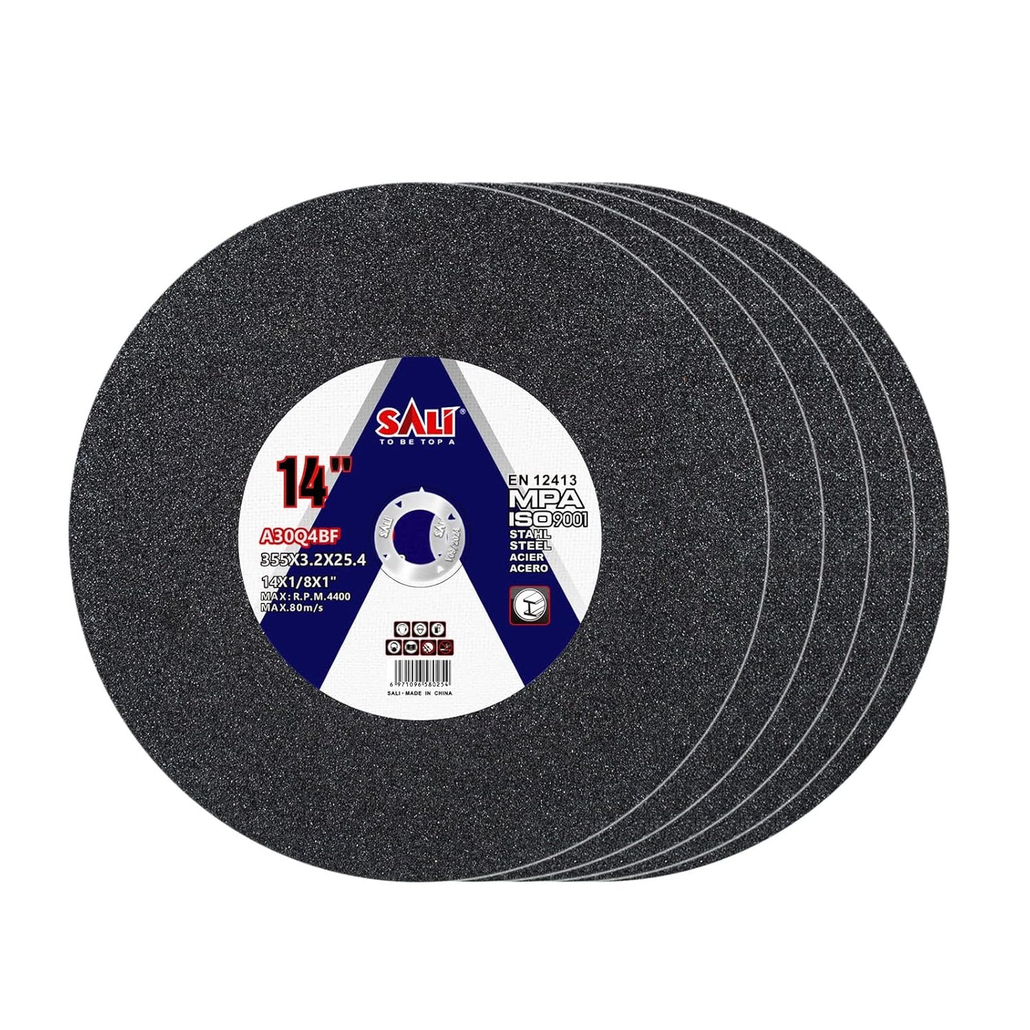 SALI 5 Pack Cut Off Wheel 14 Inch General Purpose Metal Cutting Wheel for 14" Grinders- Cutting Disc Aggressive Cutting 14" x 1/8" x 1" Operating Up to 4400 RPM and 80 M/S