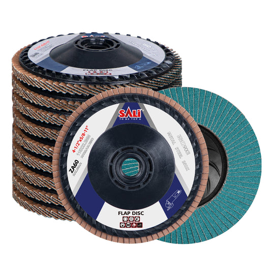 Sali 10 Pack Zirconia Flap Disc 4.5" x 5/8-11 Sanding Disc Bevel Type #27 Premium and Industrial Grade Angle Grinder Grinding Wheel Finishing for Stainless Steel, Sheet Metal