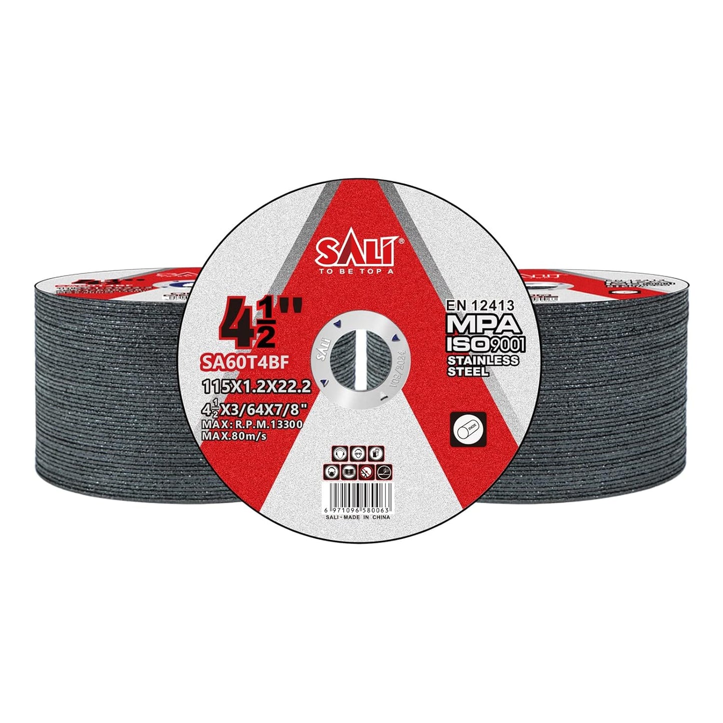 SALI 100 Pack 4.5in x 3/64in x 7/8in Stainless Steel Cutting Wheels, Compatible with Die Grinder, Air Cut Off Tool, Electric Cut Off Tool, Zirconia Oxide Grit, Red