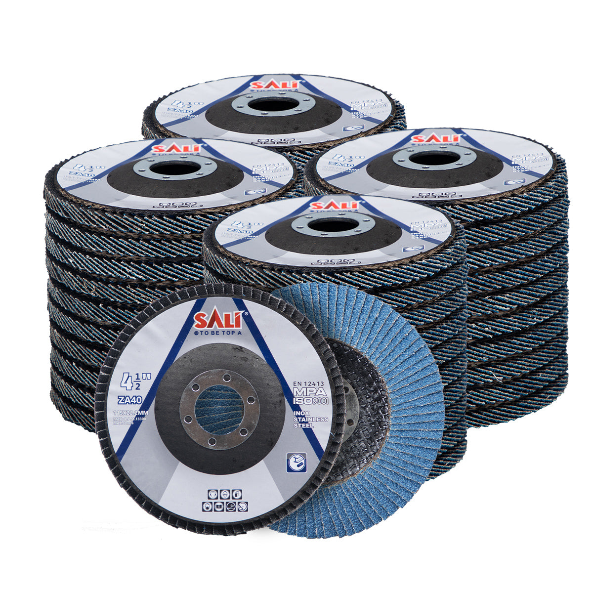 SALI 4.5 Inch Zirconia Flap Disc, Type 29 Angle Grinder Sanding Disc with 7/8" Arbor Hole, Abrasive Grinding Wheel for Metal, Steel and Stainless Steel Grinding, Multiple Grits Available