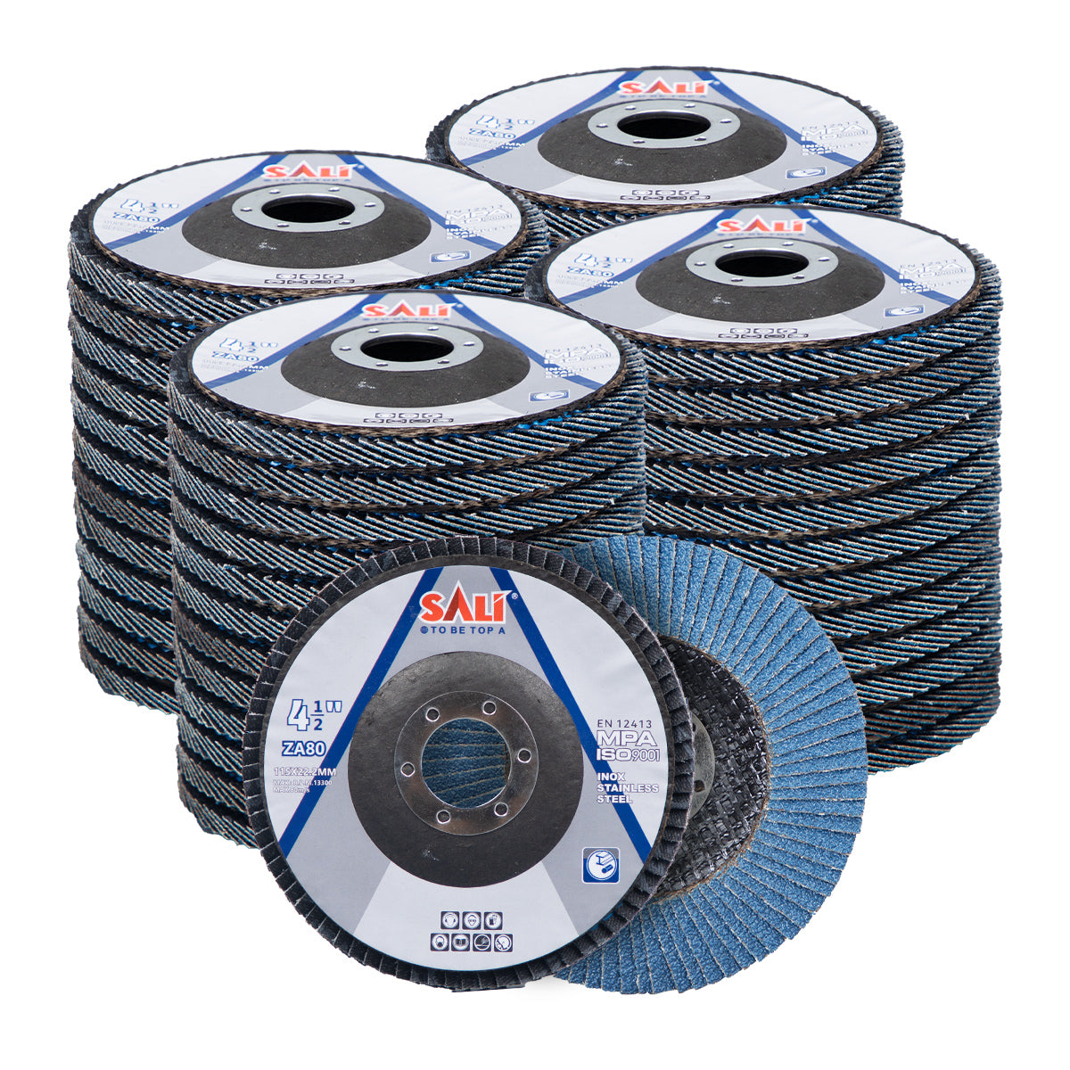 SALI 4.5 Inch Zirconia Flap Disc, Type 29 Angle Grinder Sanding Disc with 7/8" Arbor Hole, Abrasive Grinding Wheel for Metal, Steel and Stainless Steel Grinding, Multiple Grits Available