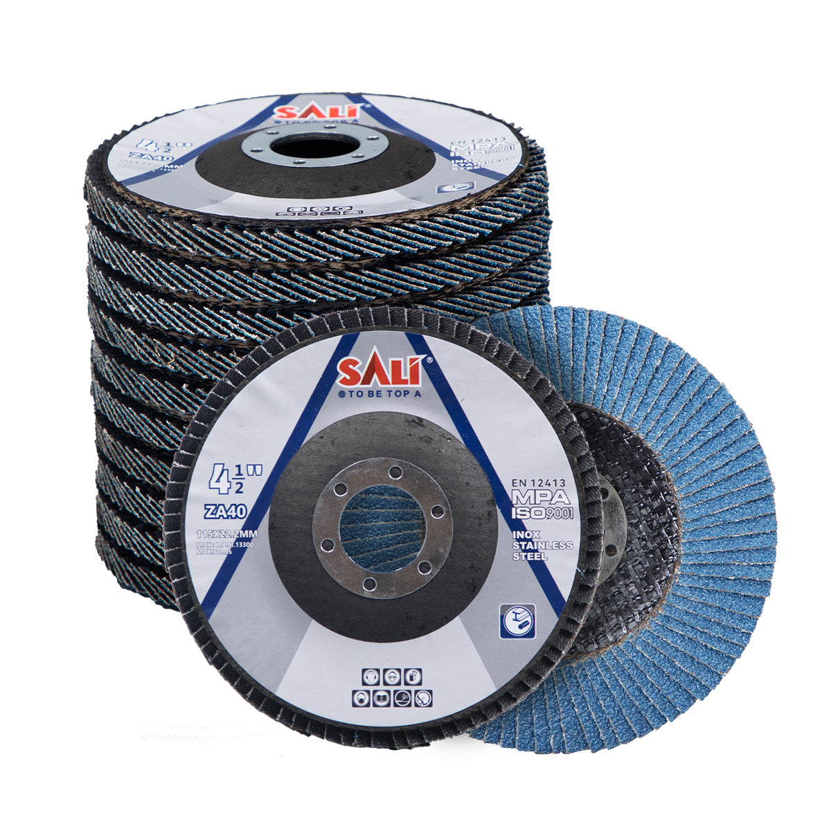 SALI 4.5 Inch Zirconia Flap Disc, Type 29 Angle Grinder Sanding Disc with 7/8" Arbor Hole, Abrasive Grinding Wheel for Metal, Steel and Stainless Steel Grinding, Multiple Grits Available