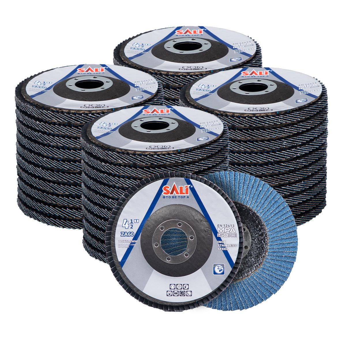 SALI 4.5 Inch Zirconia Flap Disc, Type 29 Angle Grinder Sanding Disc with 7/8" Arbor Hole, Abrasive Grinding Wheel for Metal, Steel and Stainless Steel Grinding, Multiple Grits Available