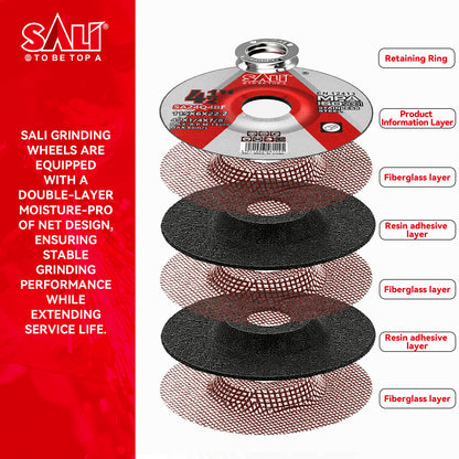 SALI 4-1/2 Inch Grinding Wheels, 6.0mm Thick Aluminum Oxide Type 27 Depressed Center Grinding Discs for Angle Grinder, Heavy Duty Abrasive Wheels for Stainless Steel and Metal Grinding
