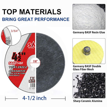 SALI 200 Pack Cut Off Wheel 4 1/2 Inch Cutting Wheels 4-1/2" x 3/64" x 7/8" Professional Cutting Stainless Steel, Angle Grinder Cutting Wheel,Cutting Discs with Aggressive Cutting Upgrade (4.5in, 200)