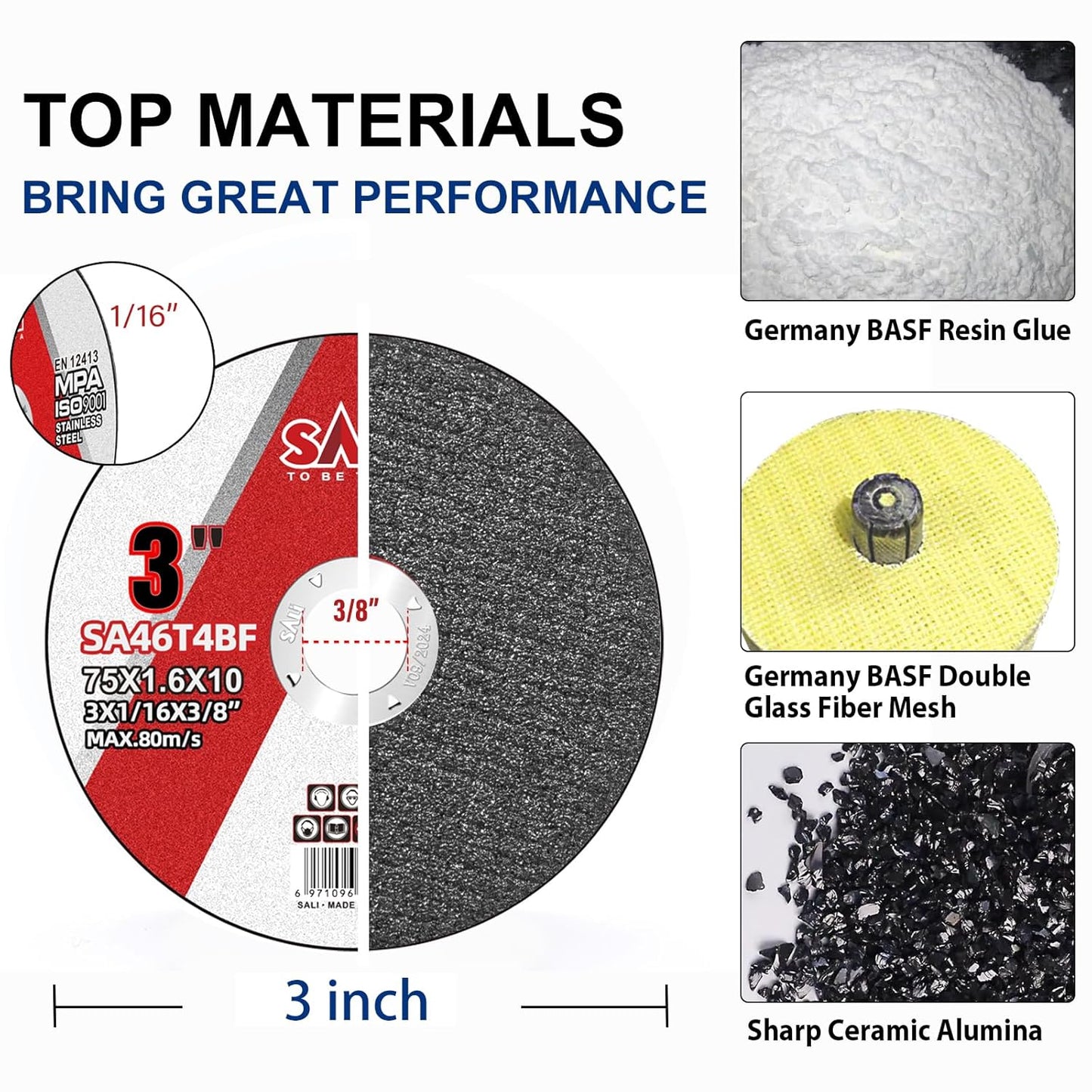 SALI 100 Pack 4.5in x 3/64in x 7/8in Stainless Steel Cutting Wheels, Compatible with Die Grinder, Air Cut Off Tool, Electric Cut Off Tool, Zirconia Oxide Grit, Red