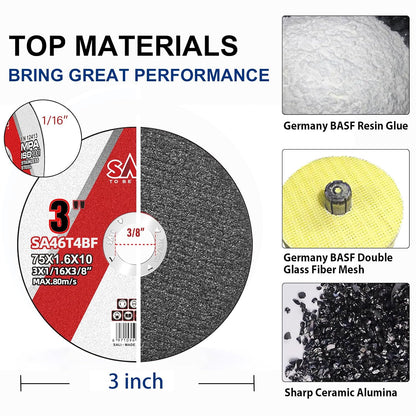 SALI 100 Pack 4.5in x 3/64in x 7/8in Stainless Steel Cutting Wheels, Compatible with Die Grinder, Air Cut Off Tool, Electric Cut Off Tool, Zirconia Oxide Grit, Red