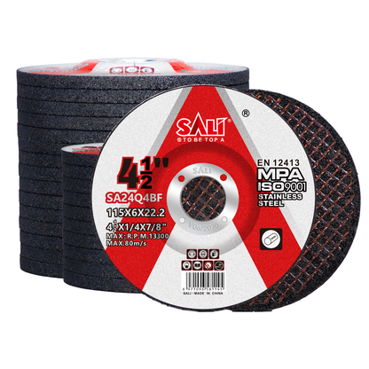 SALI 4-1/2 Inch Grinding Wheels, 6.0mm Thick Aluminum Oxide Type 27 Depressed Center Grinding Discs for Angle Grinder, Heavy Duty Abrasive Wheels for Stainless Steel and Metal Grinding