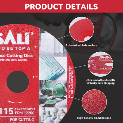 SALI  4-1/2 Inch  Continuous Rim Diamond Saw Blade, Wet & Dry Cutting for Porcelain Tile, Ceramic, Glass and Marble
