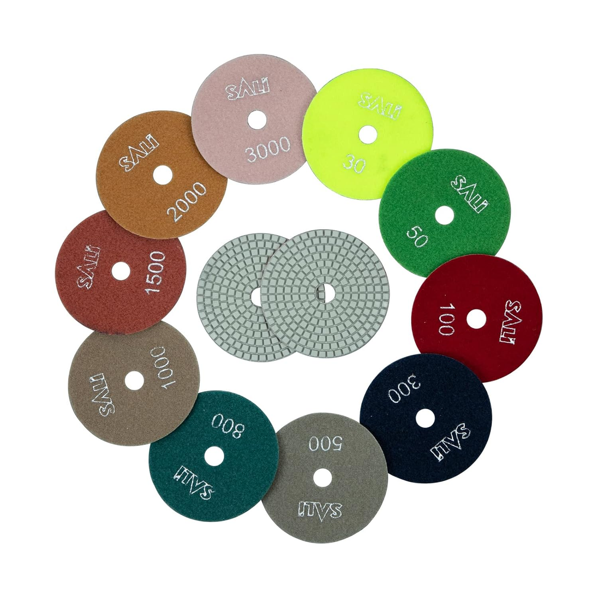 4" Diamond Polishing Pads - 30-3000 Grit - 10 Pack
