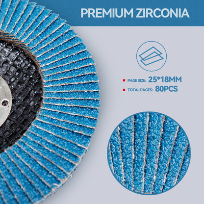 SALI 4.5 Inch Zirconia Flap Disc, Type 29 Angle Grinder Sanding Disc with 7/8" Arbor Hole, Abrasive Grinding Wheel for Metal, Steel and Stainless Steel Grinding, Multiple Grits Available