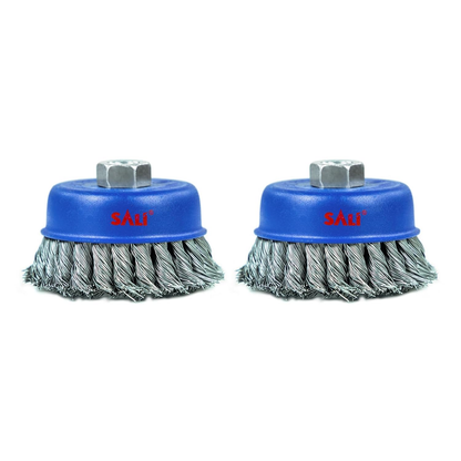 4” x 5/8-11 Twisted Knotted Cup Brush - 2 Pack