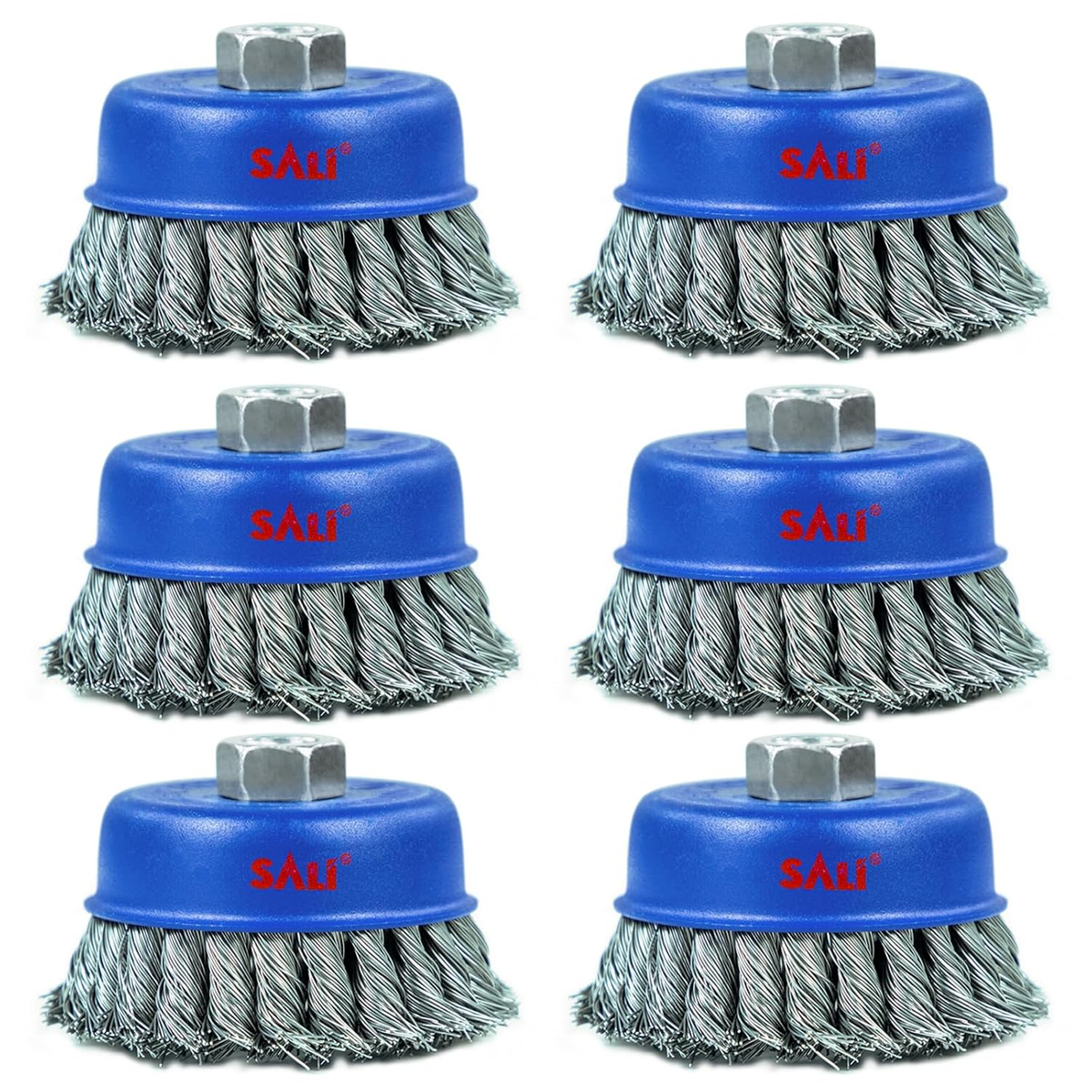 4” x 5/8-11 Twisted Knotted Cup Brush - 6 Pack