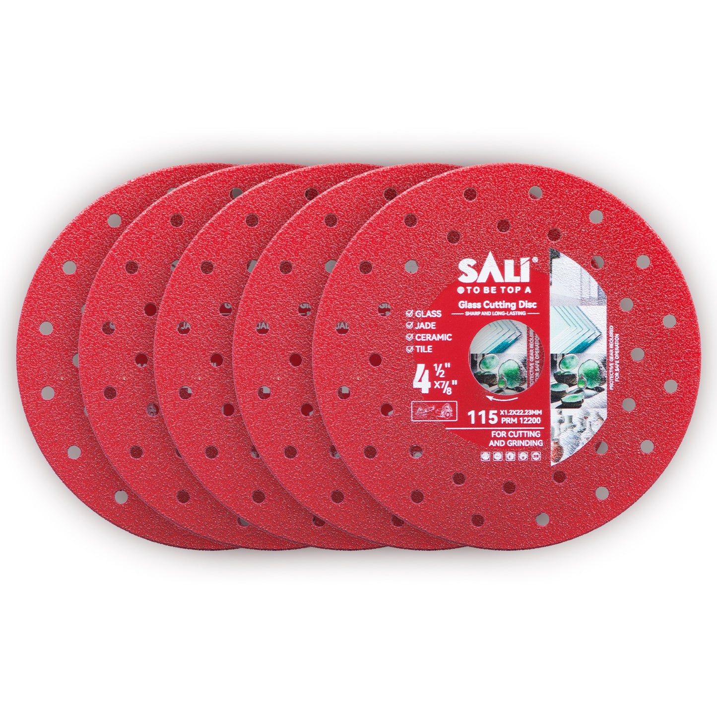 SALI 4-1/2 Inch Premium Continuous Rim Diamond Saw Blade with Cooling Holes, Wet & Dry Cutting for Porcelain Tile, Ceramic, Glass and Marble